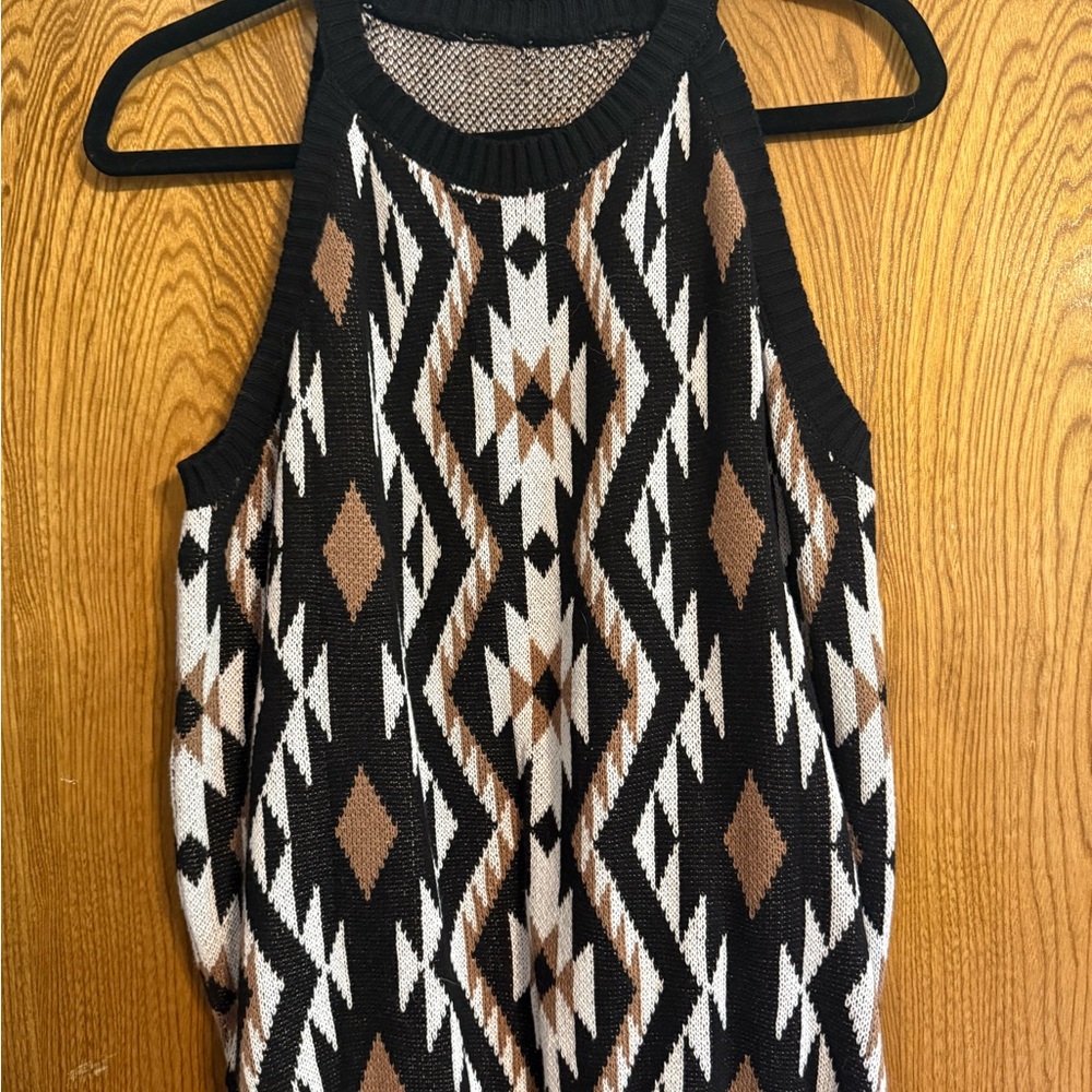 Amazon Black and Brown Geometric Tank Top